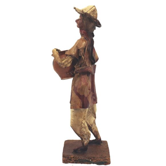 Vintage Mexican Folk Art Handmade Paper Mache Sculpture Man Villager Figurine - Picture 3 of 5